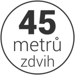 45 metrů maximální zdvih