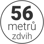 56 metrů maximální zdvih